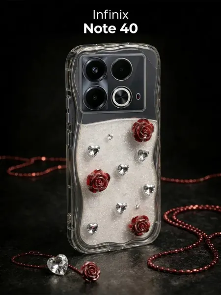 РИНОФОН Чехол с розами и кристаллами на Infinix Note 40