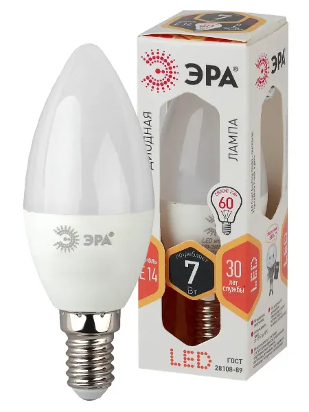 Лампа светодиодная LED B35-7W-827-E14 7Вт свеча теплый
