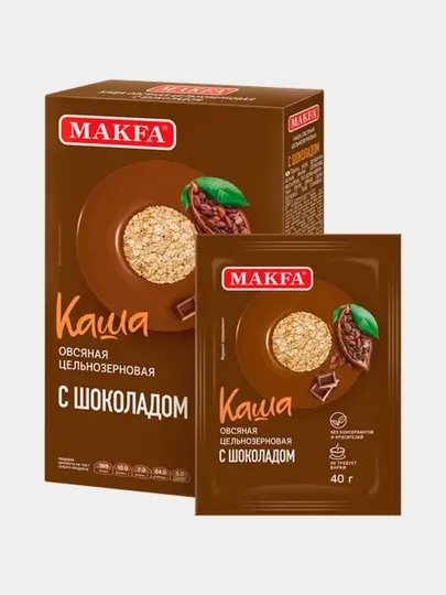 Овсяная цельнозерновая каша Makfa, с шоколадом, 40 г