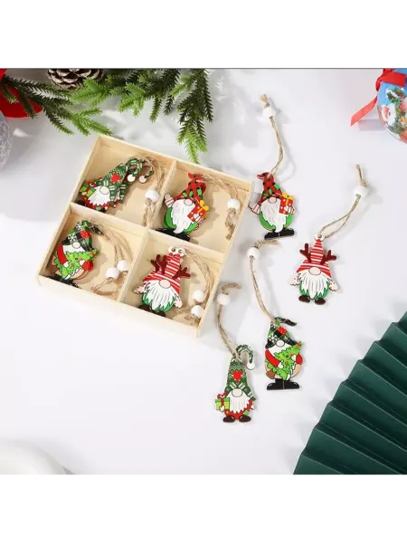 KaMiaMi Новогодние игрушки деревянные 12 шт