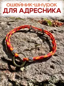 Ошейник-шнурок для адресника из паракорда, размер M 40-65см, цвет красно-желтый