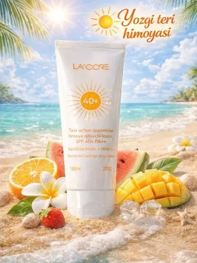 Солнцезащитный лосьон для тела, Lacore, SPF 40+, 150 мл