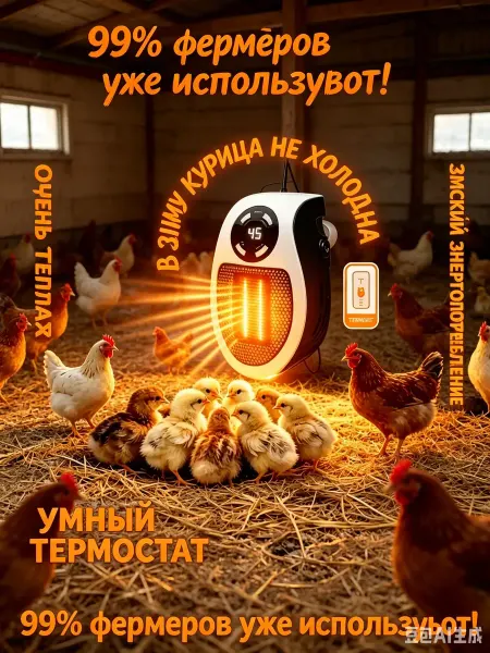 Керамический обогреватель для курятника, 400 Вт
