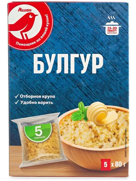 Булгур АШАН Красная птица в пакетиках, 400 г