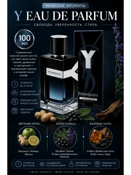 Загадочные ноты Мужской парфюм YSL Y Men 100 мл