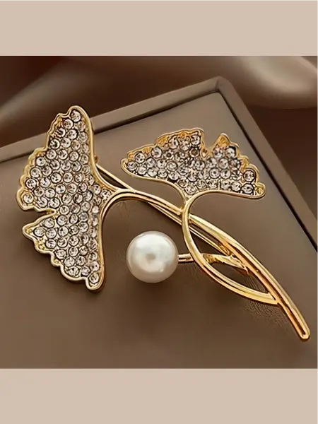 PandaHome Брошь оригинальная бижутерия лист гинкго билоба