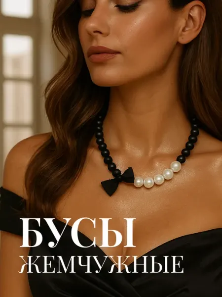 QF Бусы женские жемчужные бижутерия