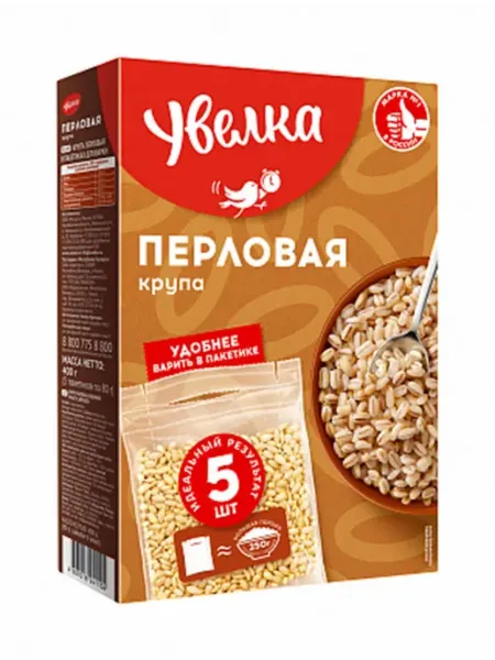 Увелка Крупа перловая в варочных пакетиках 400г х3шт
