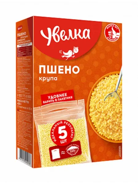 Увелка Крупа пшено в варочных пакетиках 400г х3шт