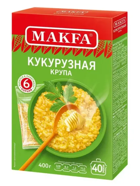 Makfa Крупа кукурузная, 6 пакетов, 400 г