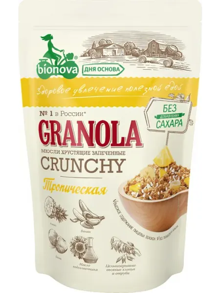 Bionova Мюсли Crunchy Тропические, 400г, 7шт