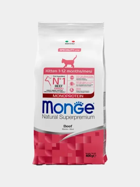 Сухой корм Monge Kitten с говядиной, 400 г