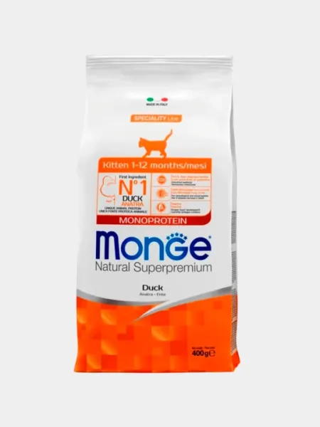 Сухой корм Monge Kitten с уткой, 400 г
