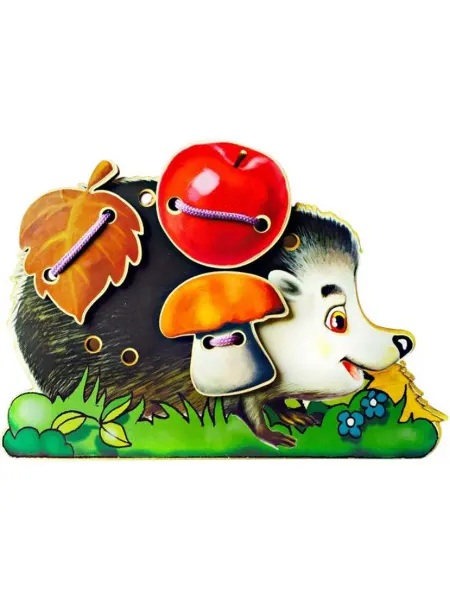 Нескучные игры Развивающая игра-шнуровка "Ежик" из дерева, для малышей