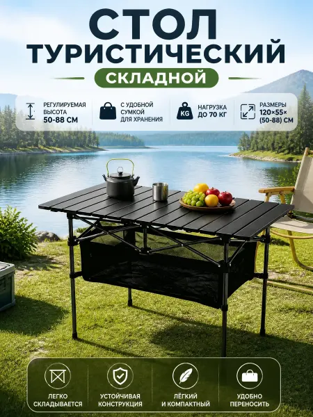 VLAKEN - туризм и отдых Стол туристический складной 120x55CM