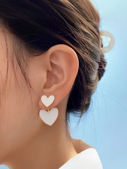 Серьги cердечки, женские, бижутерия