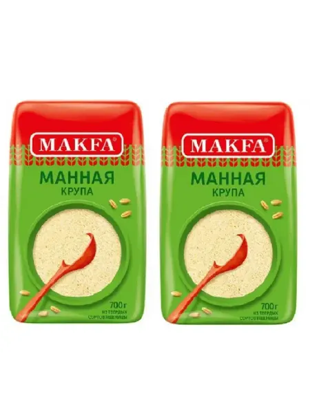 Makfa Крупа манная из твердых сортов пшеницы, 2 уп по 700 г