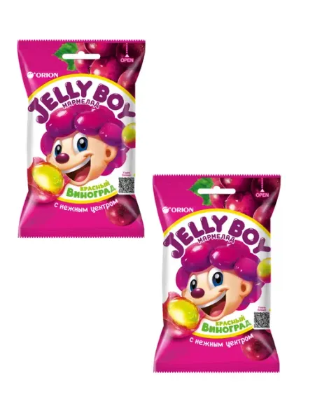 Orion Мармелад жевательный Jelly Boy Красный виноград, 66 г, 18 шт