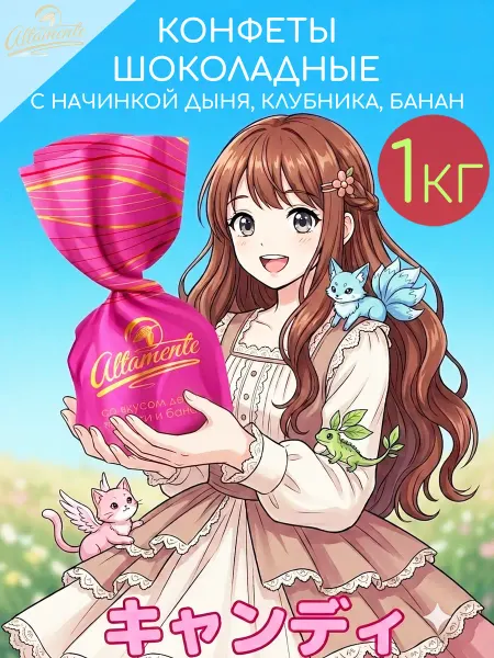 Altamente Конфеты шоколадные с начинкой дыня клубника банан набор 1кг