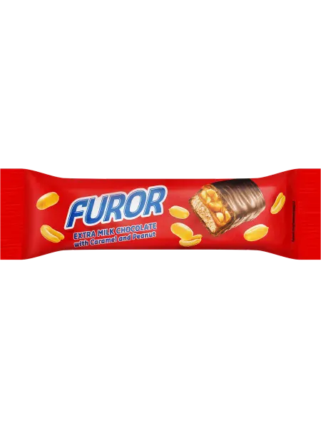 Батончик FUROR с мягкой карамелью и арахисом, глазированный