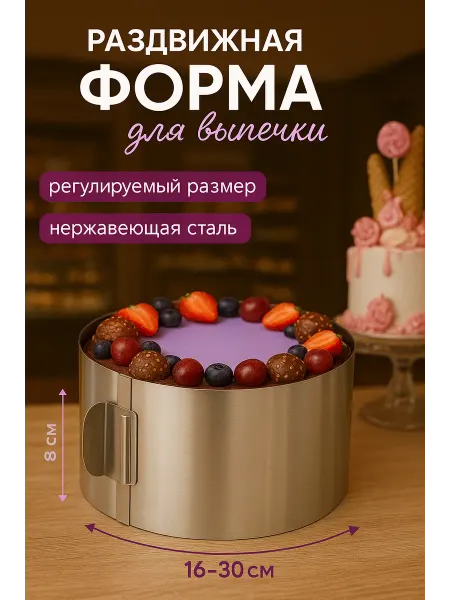 SimpleStore Форма для выпечки разъемная кольцо раздвижное
