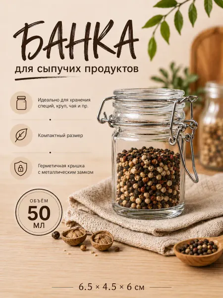 SKYPHOS Банка для сыпучих продуктов с бугельным замком, 50 мл