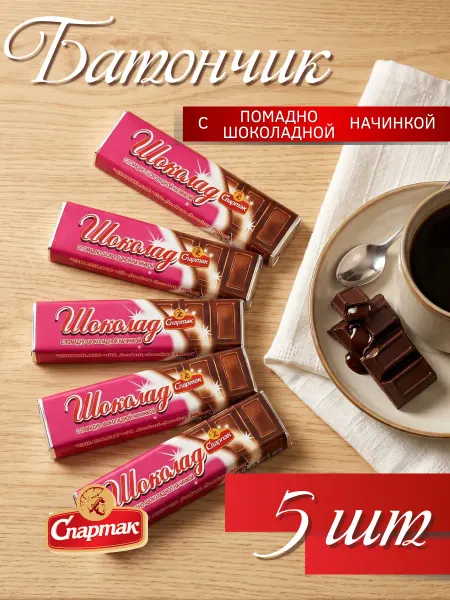 Спартак Шоколадный батончик с начинкой шоколад 48 гр х 5 шт