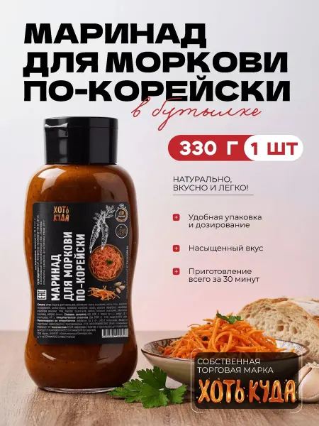 Хоть куда Маринад для корейской моркови в бутылке