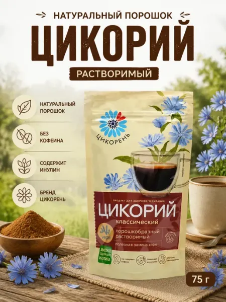 ЦИКОРЕНЬ Цикорий натуральный растворимый 75 гр