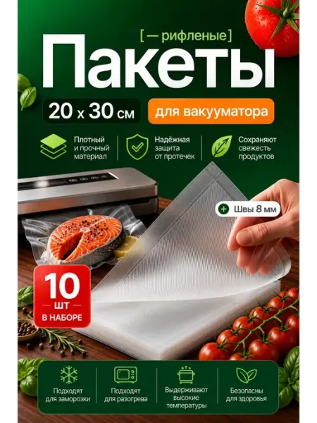 Бытовуха Рифленые пакеты для вакууматора 15х20 см 100 шт