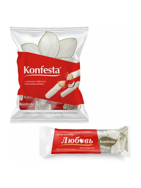 Konfesta Конфеты со сливочно-кокосовым кремом, вафельные, 500 г