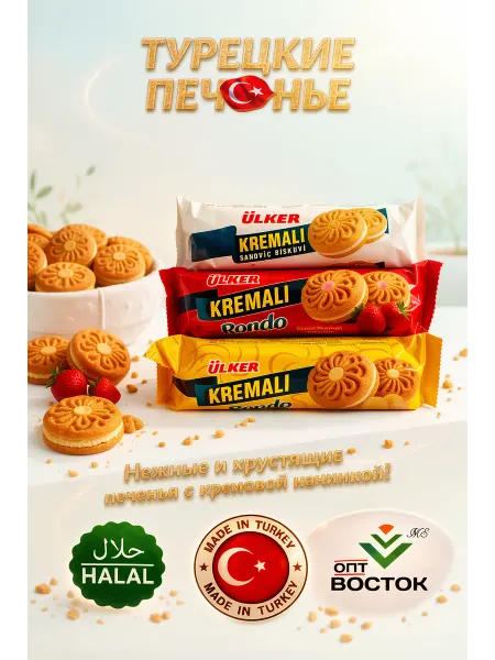 ULKER Печенье Kremali Rondo ассорти 61г*3шт