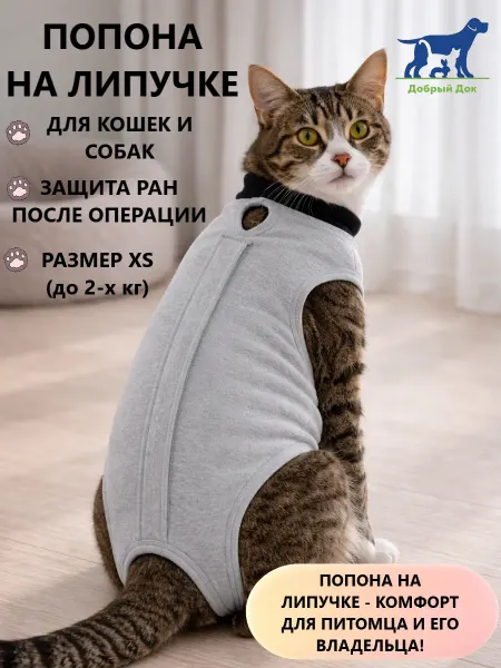 AniMall Попона на липучке послеоперационная размер XS (до 2-х кг)