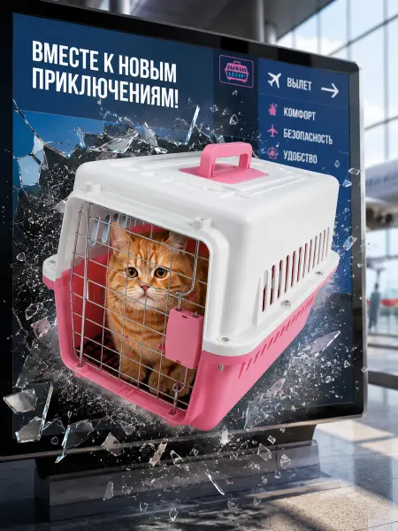 Переноска пластиковая для кошек и собак до 7.5 кг