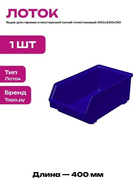 Ящик для инструментов 400х230х150 мм пластиковый синий