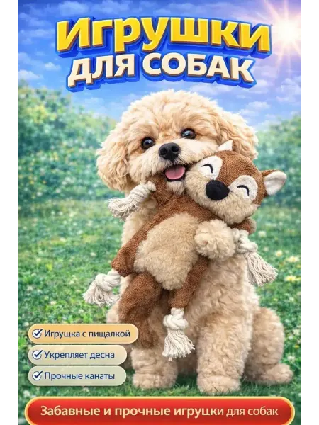 BalushaHome Игрушка шуршалка для собак с канатиком
