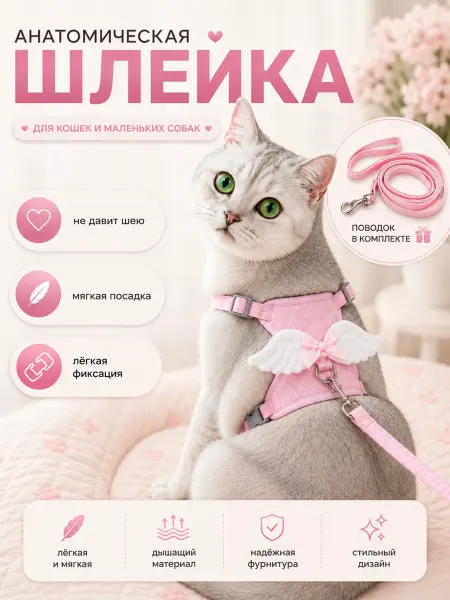 URBAN PET Шлейка для кошек и собак мелких пород с поводком