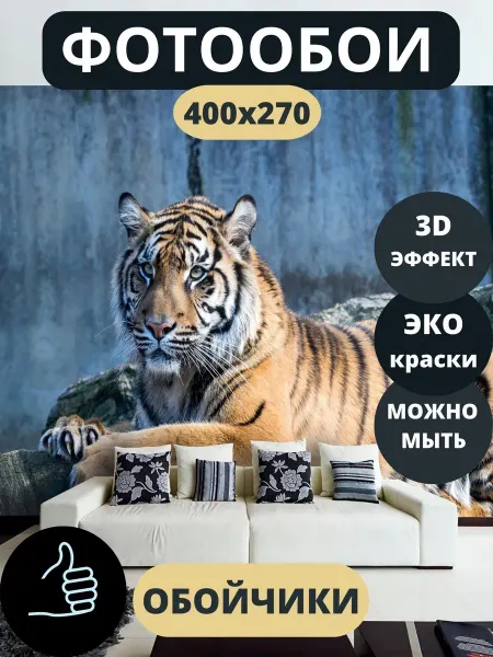 Обойчики Фотообои Животные Тигр в прихожую спальню детскую 400х270