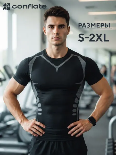Conflate Спортивная футболка компрессионная, рашгард с принтом