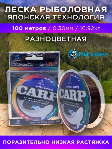 МыРыбаки Леска рыболовная 0.30 мм 100 м тонущая карповая
