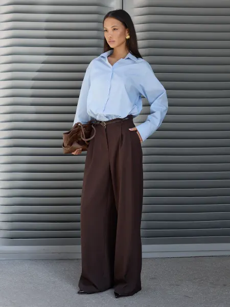 FASHIONBOOM Брюки палаццо классические широкие с высокой посадкой