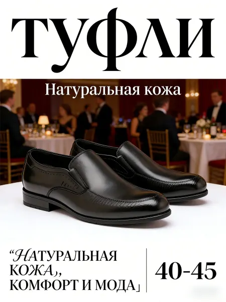 Кожаные мужские туфли без шнуровки повседневные деловые нату