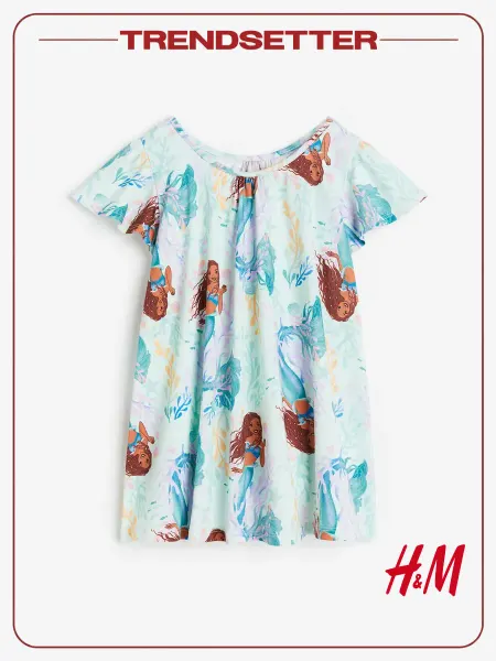 H&M Платье детское с коротким рукавом с принтом Русалочка хлопок