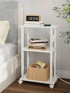 Прикроватный столик с USBразъемами, белый, 40х20х62 см