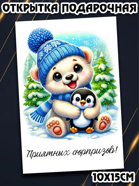 Podarkez Открытка новогодняя детская маленькая