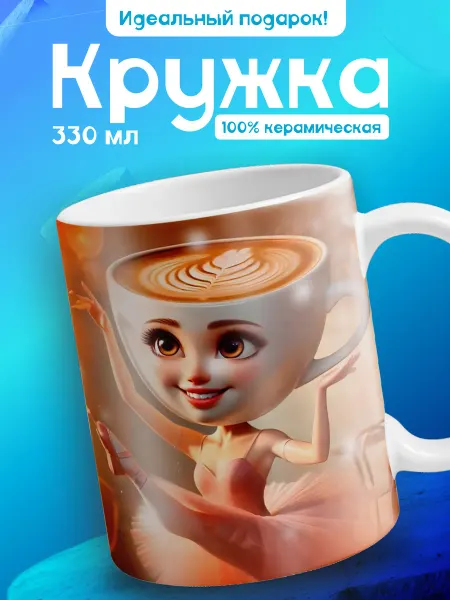 AVMugs Кружка с прикольным рисунком и надписью "Балерина капучино"