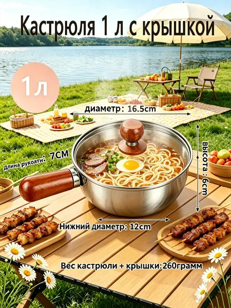 Маленькая кастрюля с крышкой,1 л,серебристый,серебристый