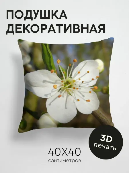 365home Подушка декоративная, 40x40см Макро цветок весна