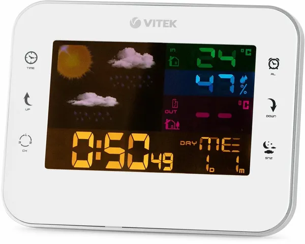 Погодная станция Vitek корпус черный, беспроводная, цветной дисплей (VT-6412)