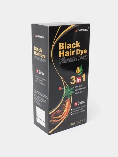 Красящий шампунь Black Hair Dye, с женьшенем, безопасная краска, 500 мл